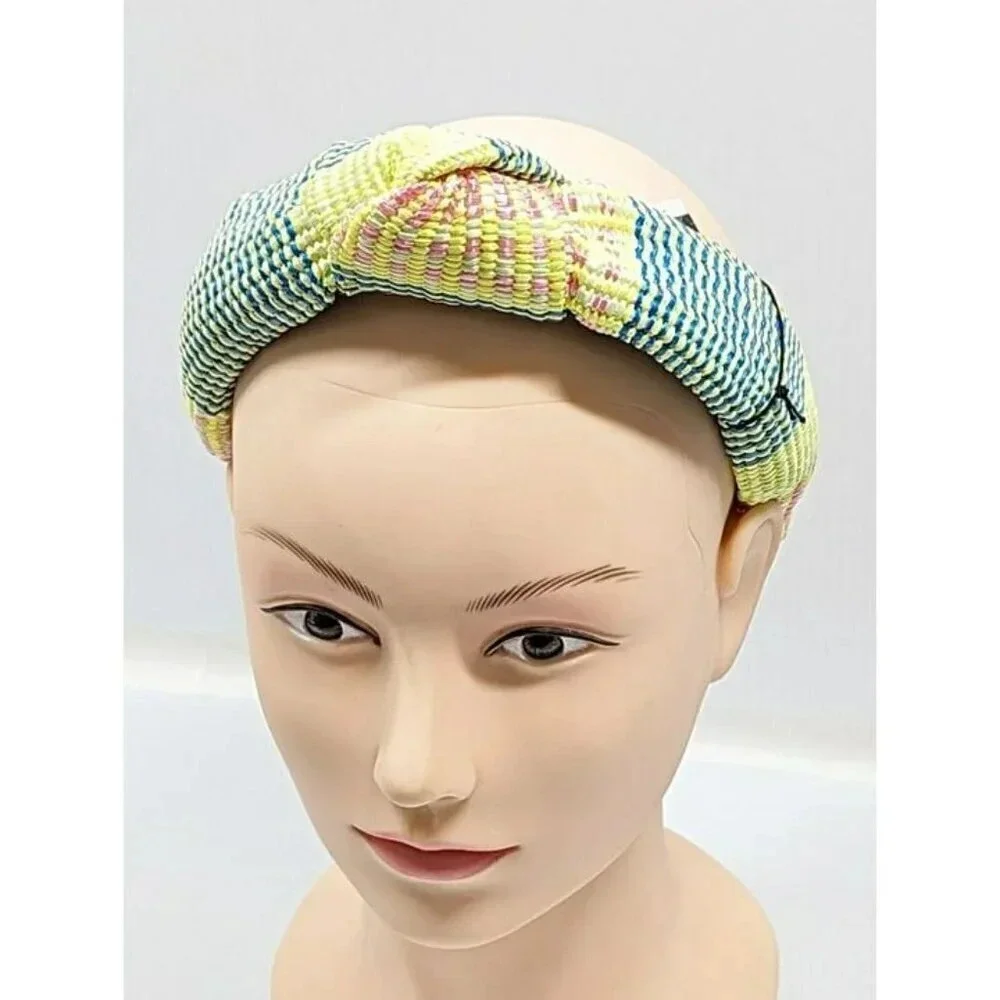 Lele Sadoughi Women's Mixed Raffia Knotted Headband Taffy Rainbow O/S (MSRP $75)